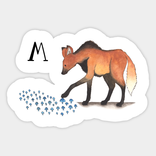 M is for Maned Wolf Maned Wolf Sticker TeePublic